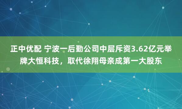 正中优配 宁波一后勤公司中层斥资3.62亿元举牌大恒科技，取代徐翔母亲成第一大股东